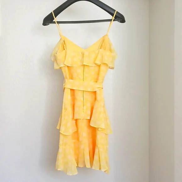 NWOT B. Darlin Bright Yellow Floral Ruffle Springtime Mini Dress Womans … - Picture 6 of 12